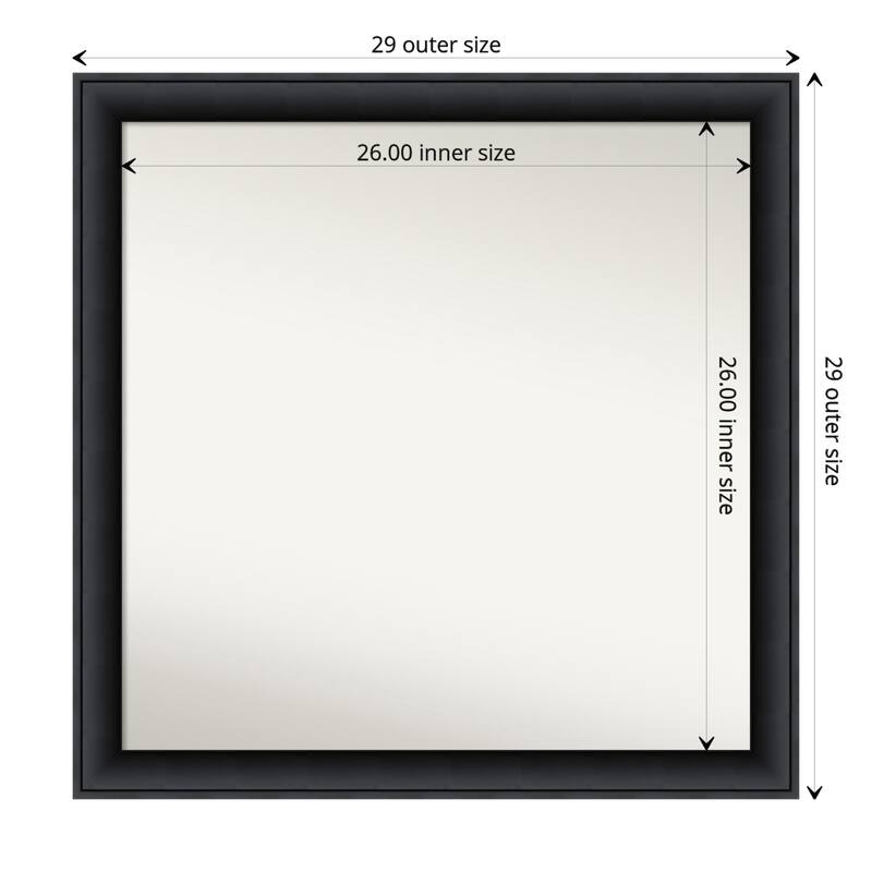 Non-Beveled Wood Bathroom Wall Mirror - Nero Black Frame - Nero Black - 29 x 29 in