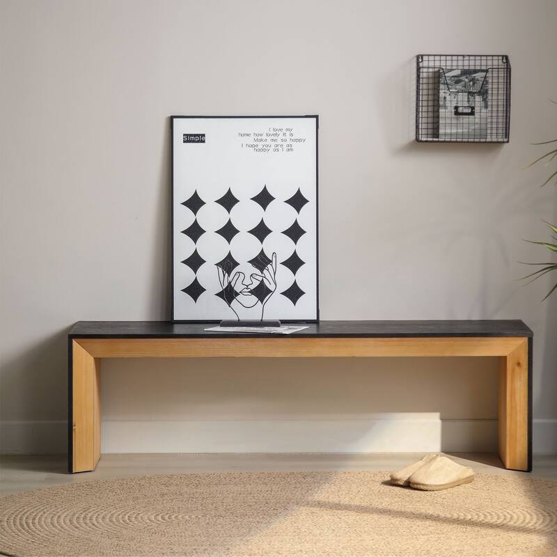 59in Modern Wood Bench - Rustic Design