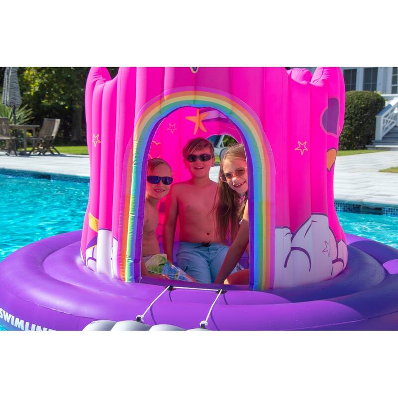 Unicorn Castle Inflatable Island Swimming Pool Float 82"