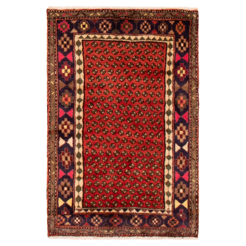 ECARPETGALLERY Hand-knotted Andelz Red Wool Rug - 3'3 x 4'9