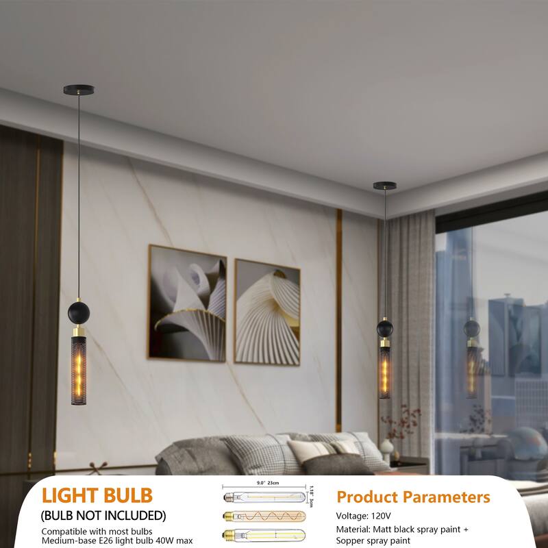 Modern Black Wrought Iron Pendant Light