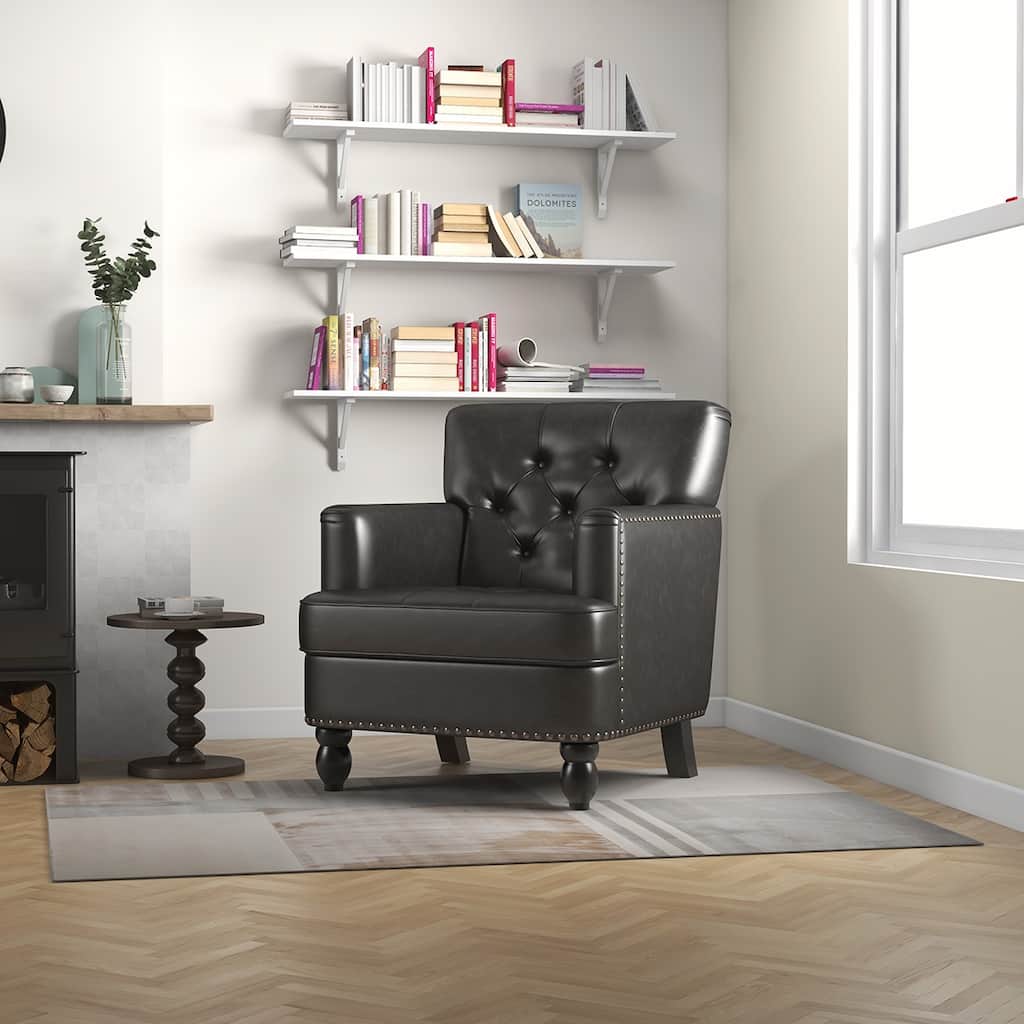 PU Accent Chair With Wood Legs