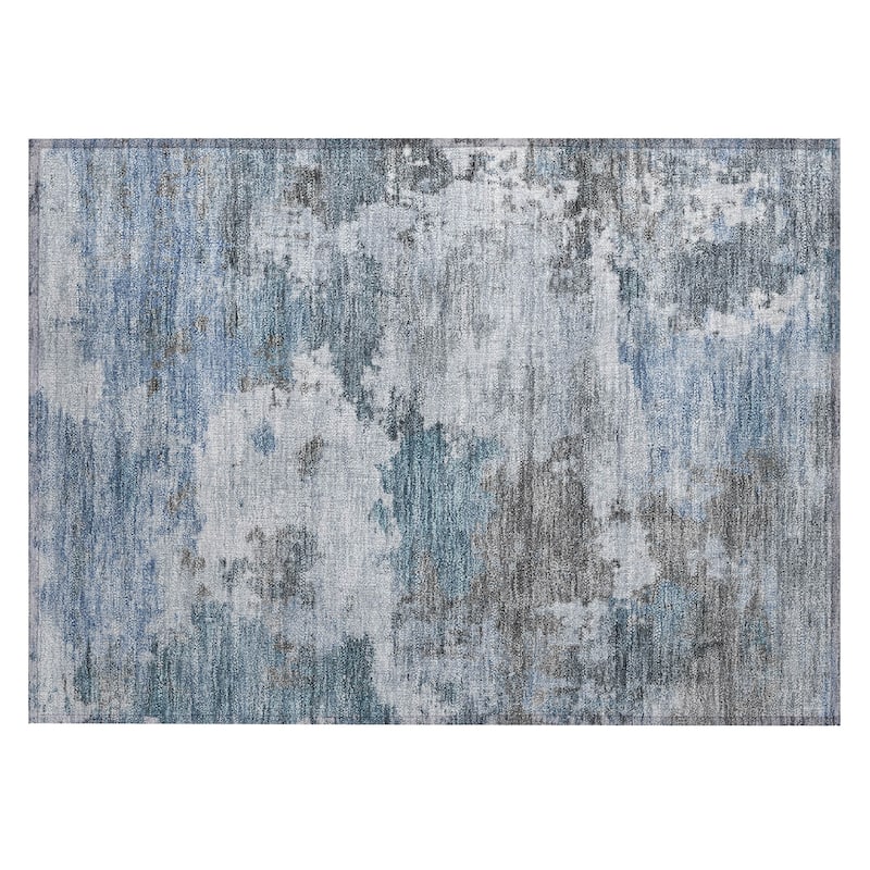 Machine Washable Indoor/Outdoor Abstract Blend Chantille Rug