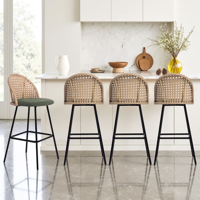 29.52"H Upholstered Bar Stools/ Counter Stools with Metal Leg Set of 4 - Set of 4