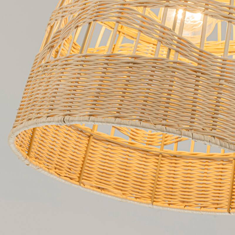 Nala 1-Light Rattan Bell Pendant, Coastal Boho - Handwoven - 12" Wide