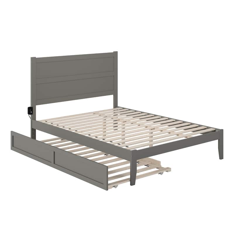 Twin Trundle Bed with Storage - Modern Platform Bed Frame - Grey Bedroom Furniture