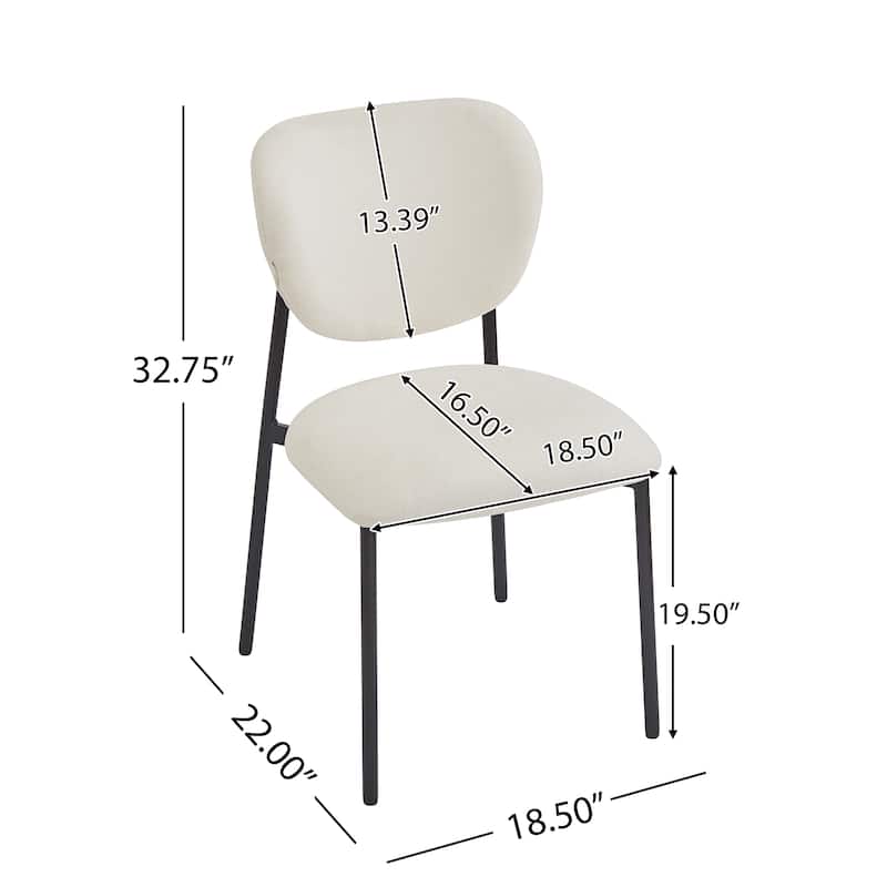 Modern 2 Piece Fabric Upholstered Dining Chair with Cushions Backrest Metal Legs for Dining Room Kitchen Living Room Bedroom