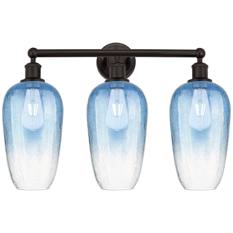 Innovations Lighting 616-3W-18-25 Brookhaven Flute Vanity Brookhaven - Oil Rubbed Bronze / Sapphire Blue