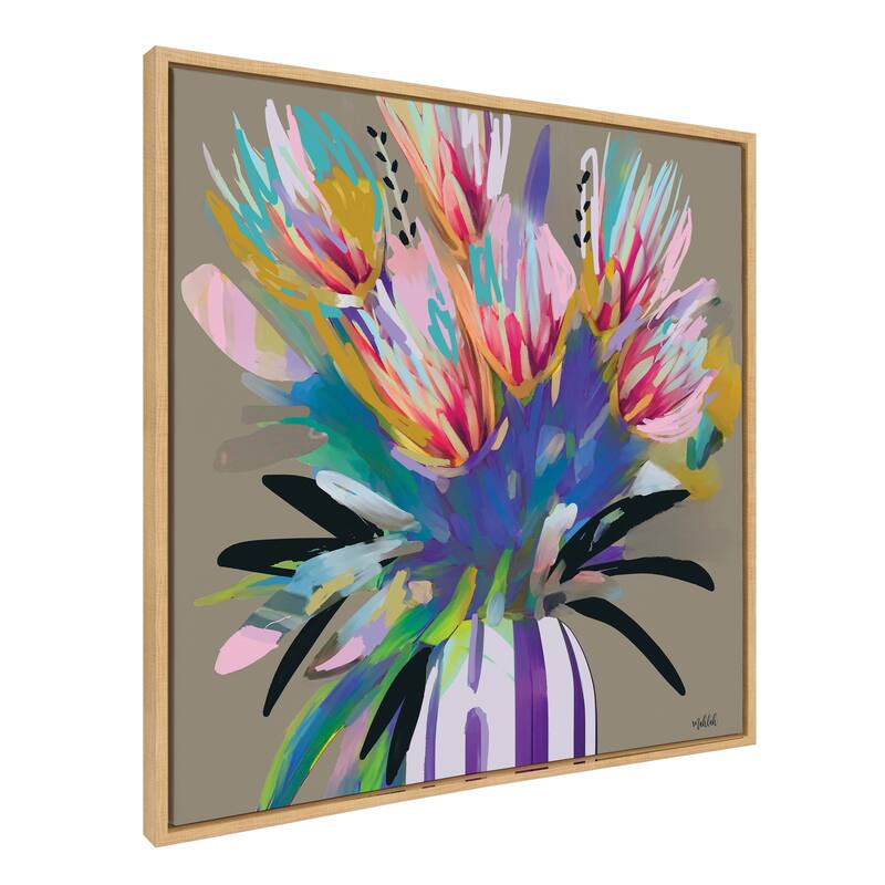 Kate and Laurel Sylvie Bright Flowers Frame Canvas by Inkheart Designs - 30x30 - Natural