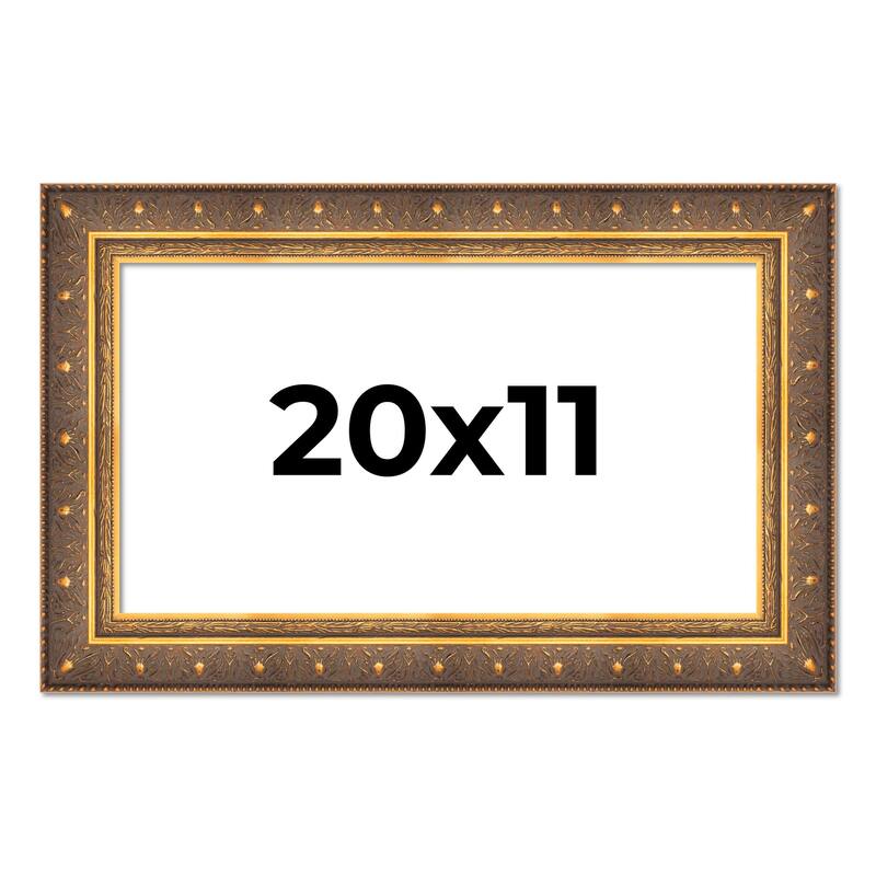 20x11 Frame Vintage Gold Solid Wood Picture Frame | 2.5 Inch Moulding