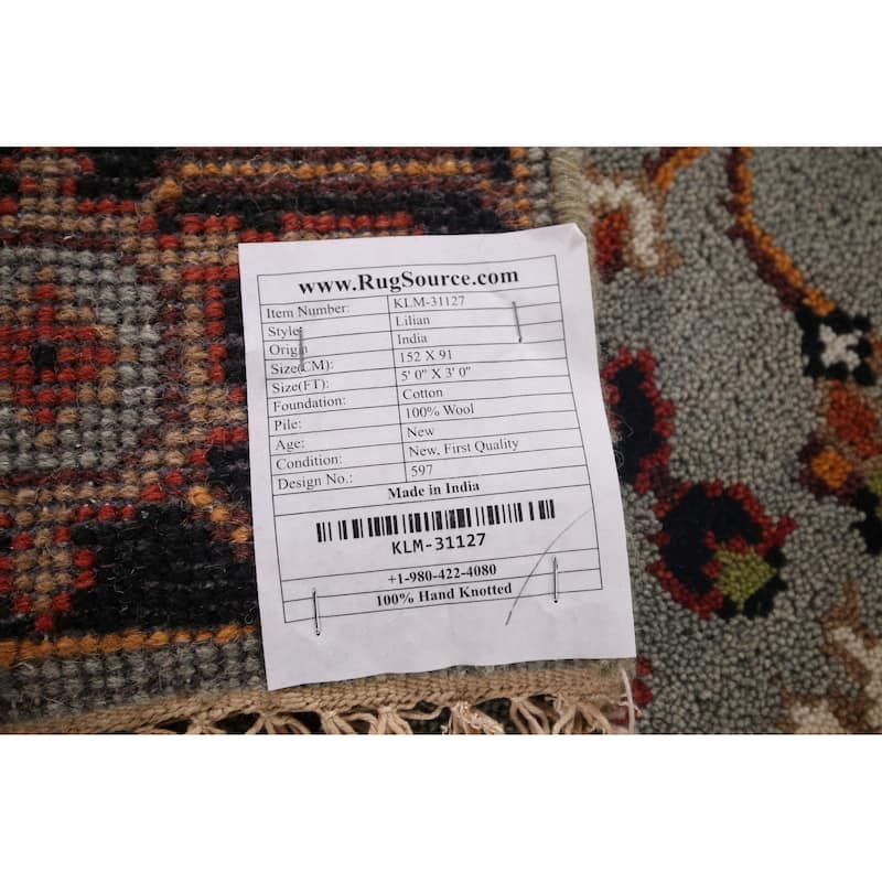 Lilian Oriental Foyer Rug Hand-Knotted Wool Carpet - 3'0"x 5'0"