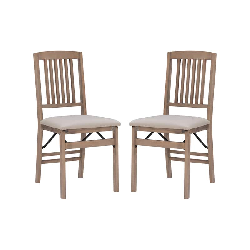 Lesvos Mission Grey Wash Wooden Folding Dining Chair (Set of 2)