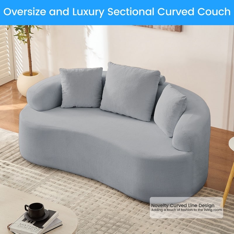 Mixoy Compact Loveseat Sofa with Chenille Upholstery,No Assembly Curved Couch for Small Spaces,Apartment