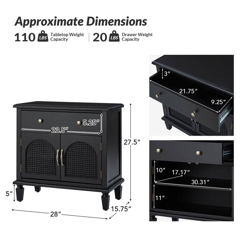 Georg Traditional 27"Tall Rattan Nightstand with Adjustable Feet Set of 2 by HULALA HOME