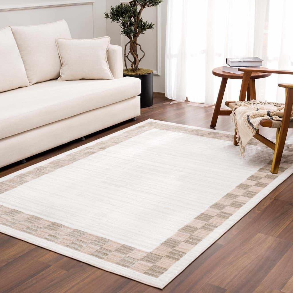 Hauteloom Azrika Hallway, Kitchen Machine Washable Runner Rug - Dark Brown, Beige, Dark Beige - 2'7" x 7'3"