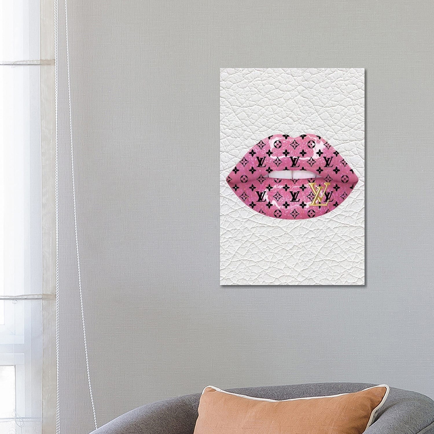 Louis Vuitton Pink Glitter Lips Canvas Art, Julie Schreiber