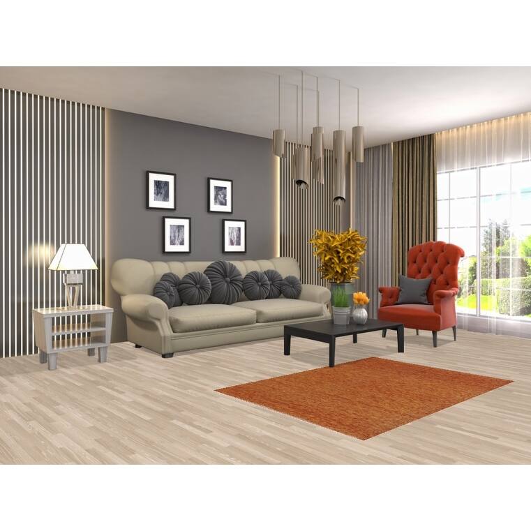 Orange Kilim Oriental Accent Rug Flatweave Wool Carpet - 3'4"x 4'10"