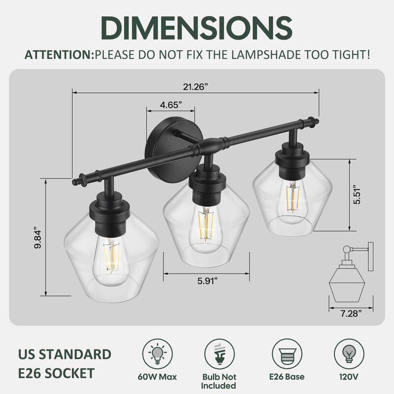 3/4-Light Modern Bathroom Vanity Light