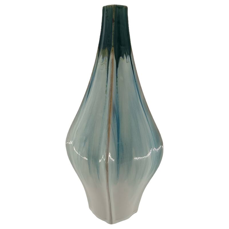 Stoneware Ceramic Decorative Vase with Ocean-Inspired Glaze Finish