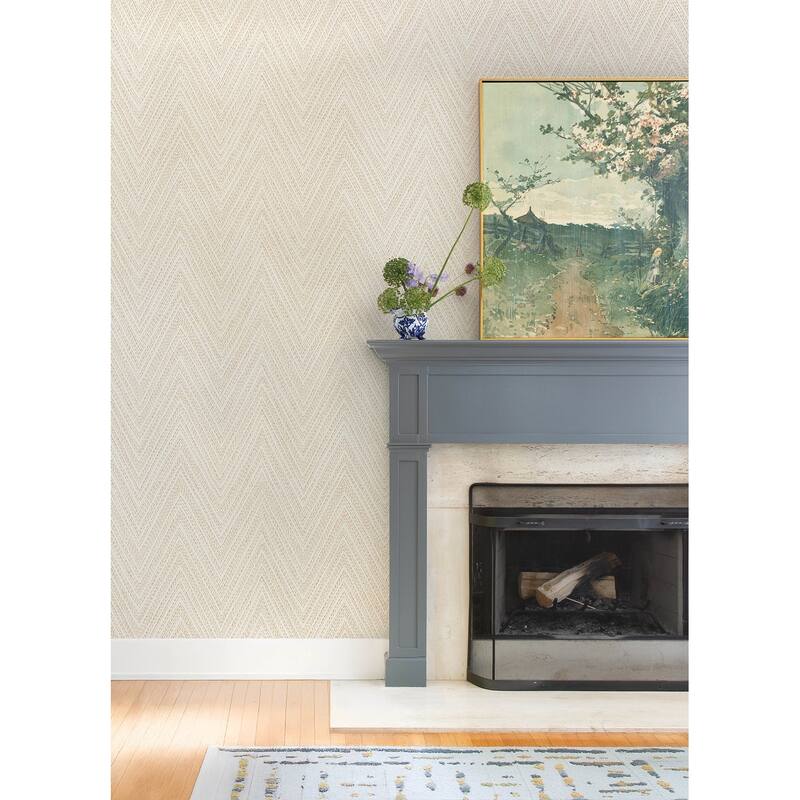 A-Street Prints Lainey Apricot Stitched Chevron Wallpaper