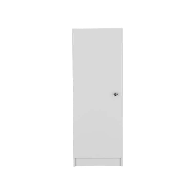 Kitchen Pantry 47" H, One Door Cabinet, Four Interior Shelves, Black - White