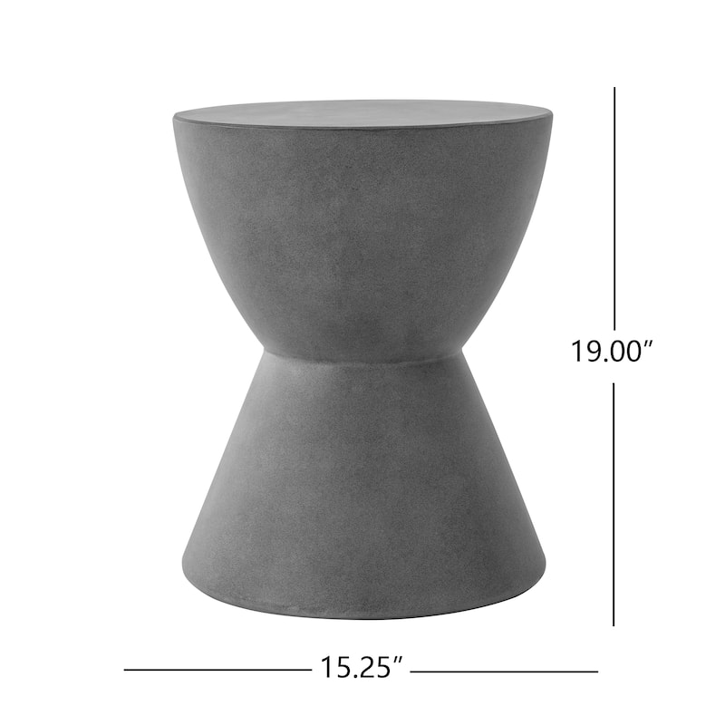 Christopher Knight Home - 15.25" Outdoor MGO Concrete Side Table with Hourglass Silhouette for Patio, Balcony, Poolside