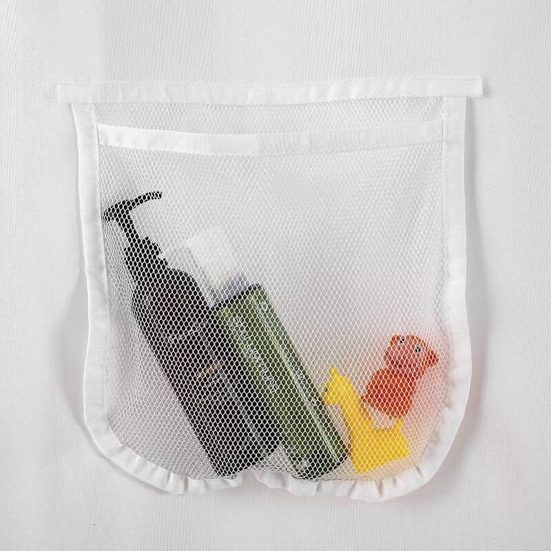 Mesh Pocket Water Repellent Shower Curtain
