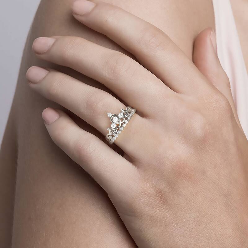 1/4ct TDW Diamond Crown Ring in 10k Gold by De Couer