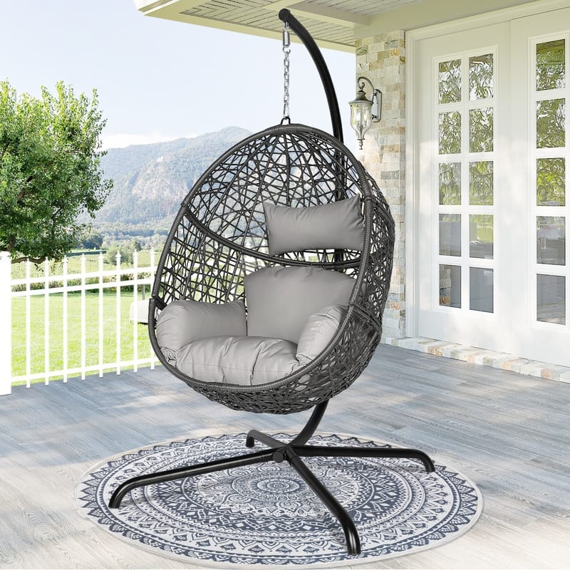 FINCATI Indoor Extra Large Egg Chair, 450 lbs Outdoor Egg Chair, Luxury Swinging Egg Chair, Cozy Egg Swinging Chair with Stand
