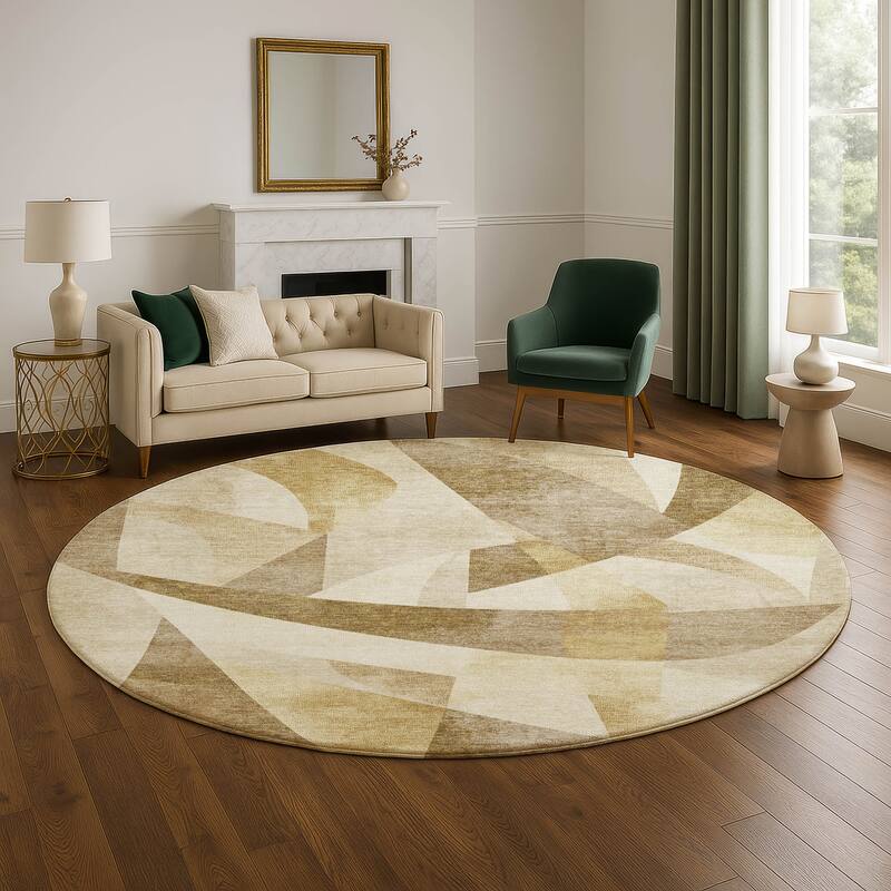 Premium Washable Super Soft Abstract Contemporary Mayfield Rug - 8' x 8' - Brown