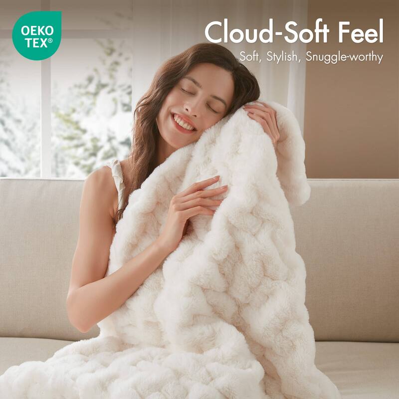 Madison Park Ruched Fur Throw
