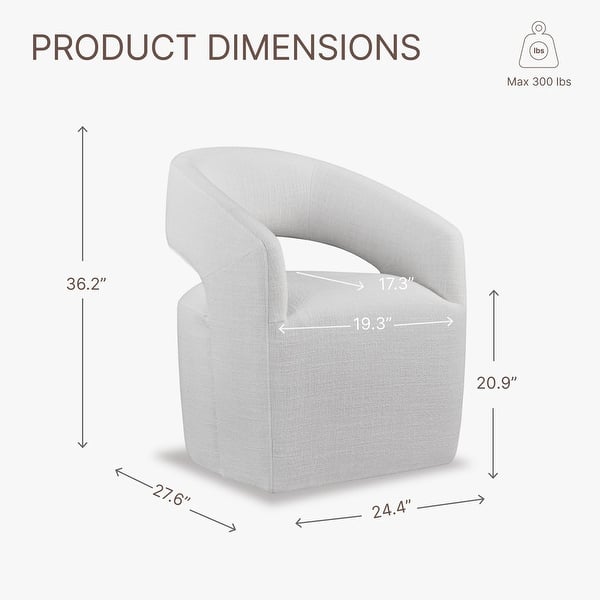 Joey Modern Barrel Dining Chair with Caster Wheels & Open Back Fully Assembled - Bed Bath ...