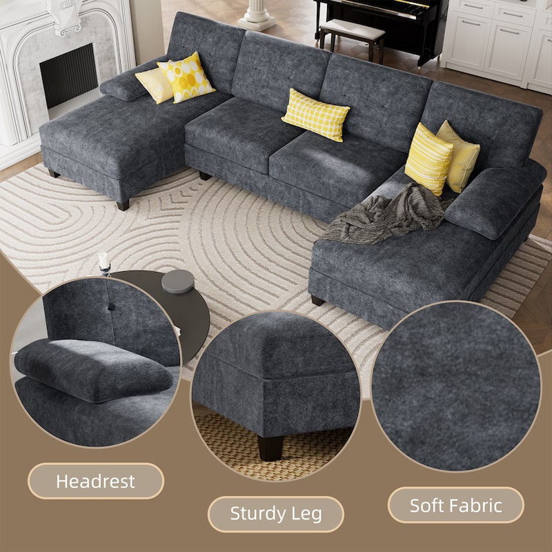 106'' Sectional Sofa with Thick Cushions for Living Room