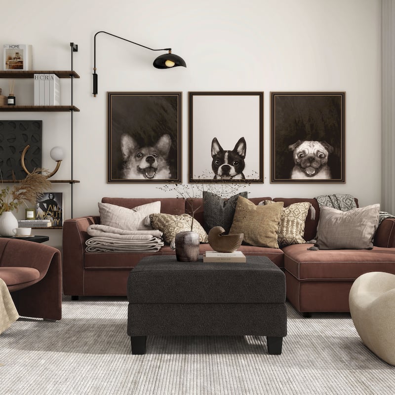 Furniture of America Xenia Modern Boucle Ottoman with Storage - Dark Grey