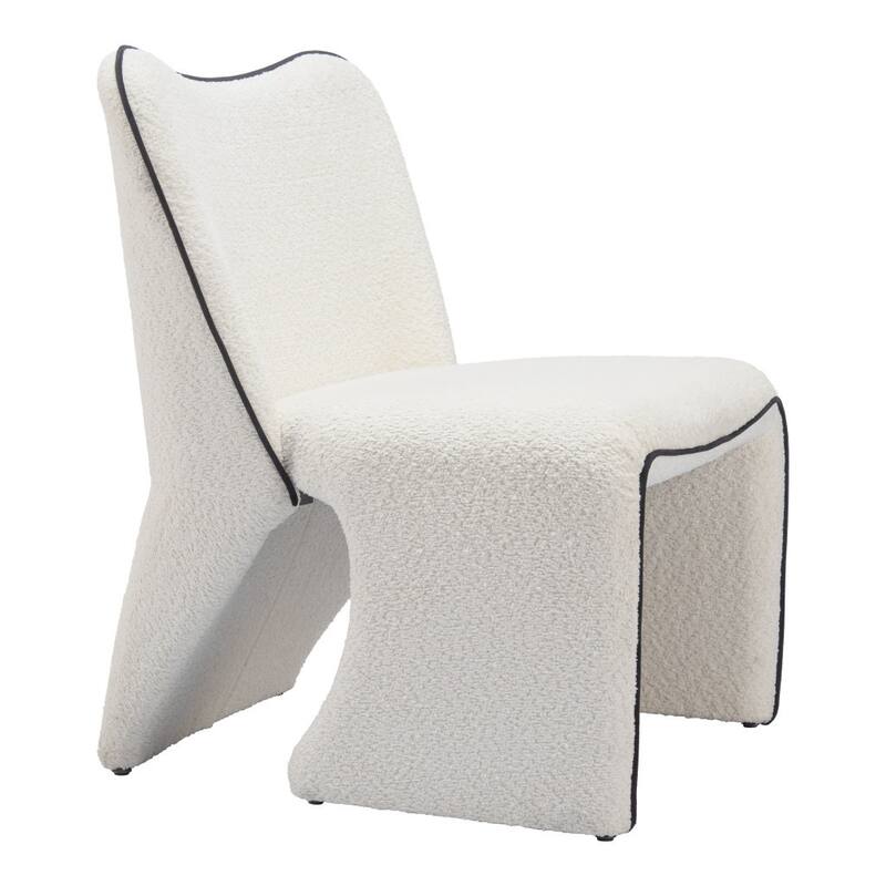 HomeRoots 29" Ivory Faux Shearling And Upholstered Side Chair - 29' X '32.3' X '27