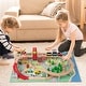 preview thumbnail 2 of 8, Gymax 94 PCS Wooden Train Set Table w/Reversible Tabletops 3 Storage