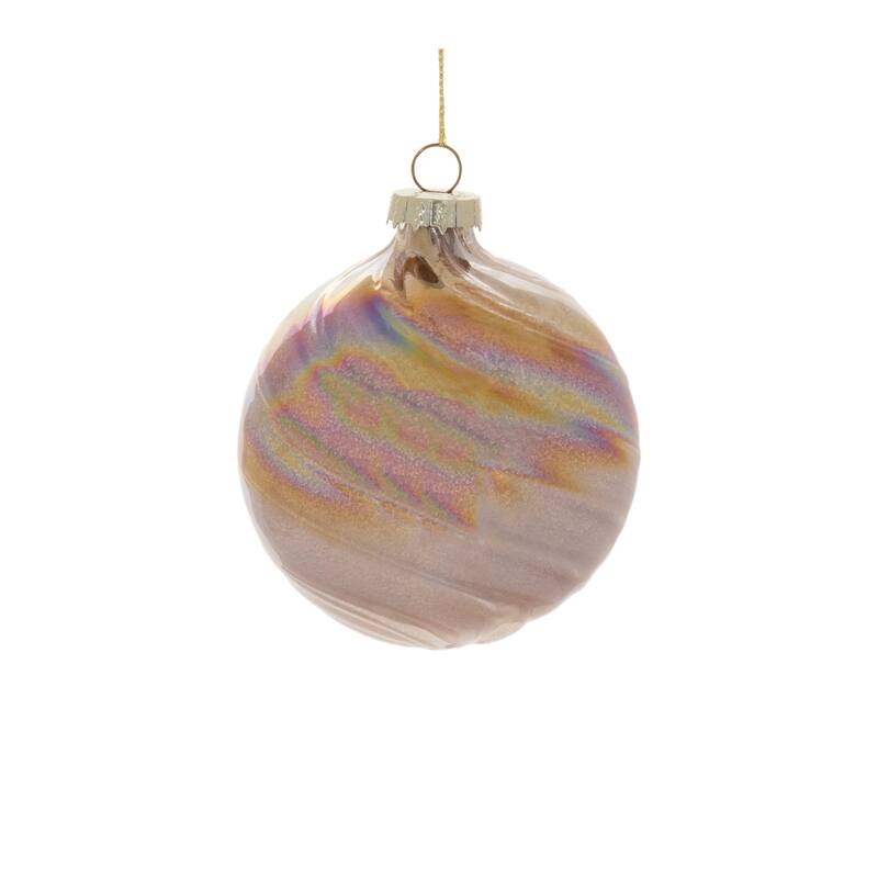 12 Gold Iridescent Swirl Glass Ornaments Ball and Onion Shapes Perfect for Holiday Tree Decorations - 3”L x 3”W x 3.5”H
