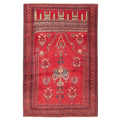 Teimani Red Rug 3'2" x 4'11" - 3'2 x 4'11