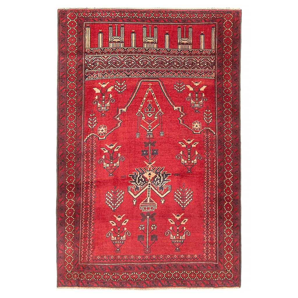 Teimani Red Rug 3'2" x 4'11" - 3'2 x 4'11