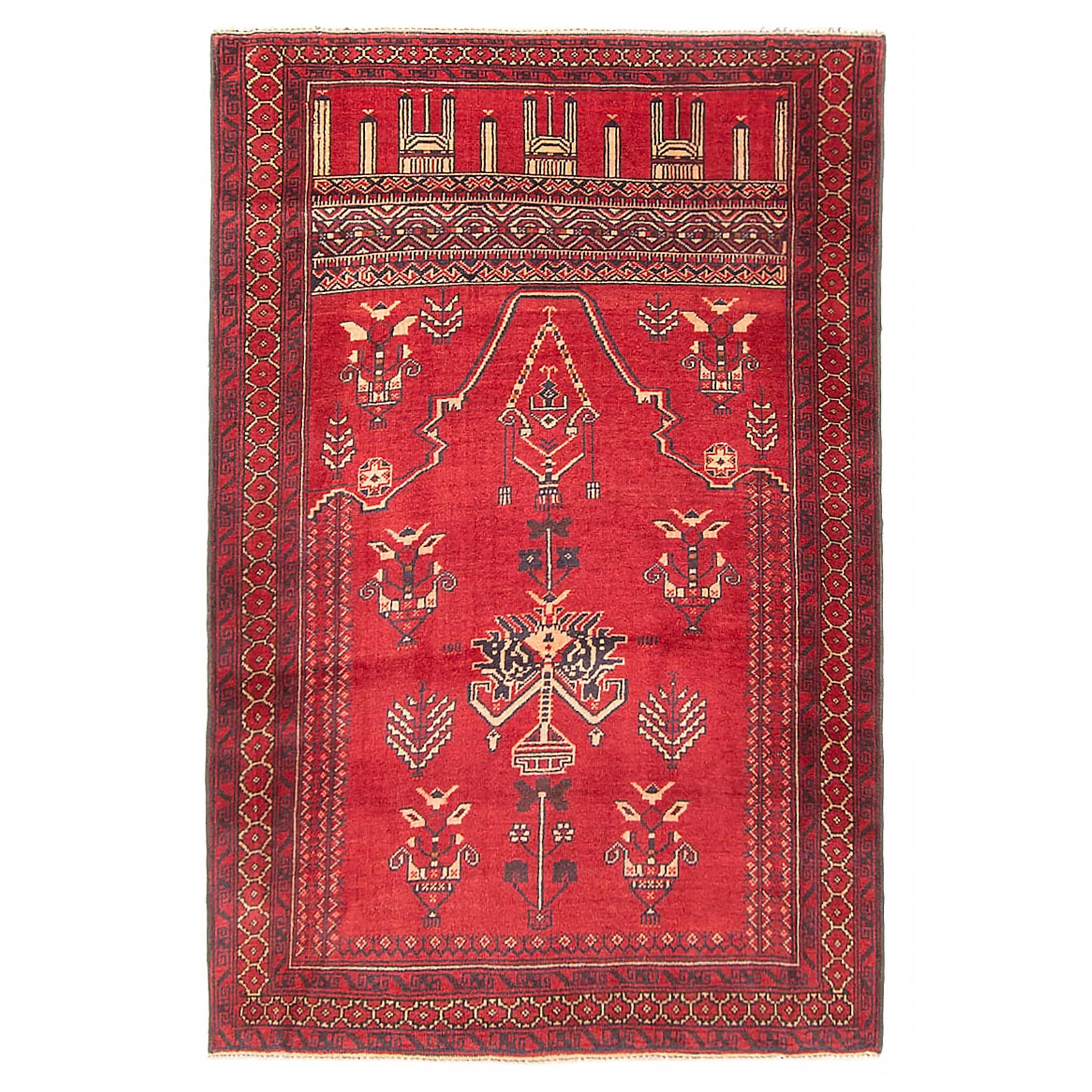 Teimani Red Rug 3'2" x 4'11" - 3'2 x 4'11