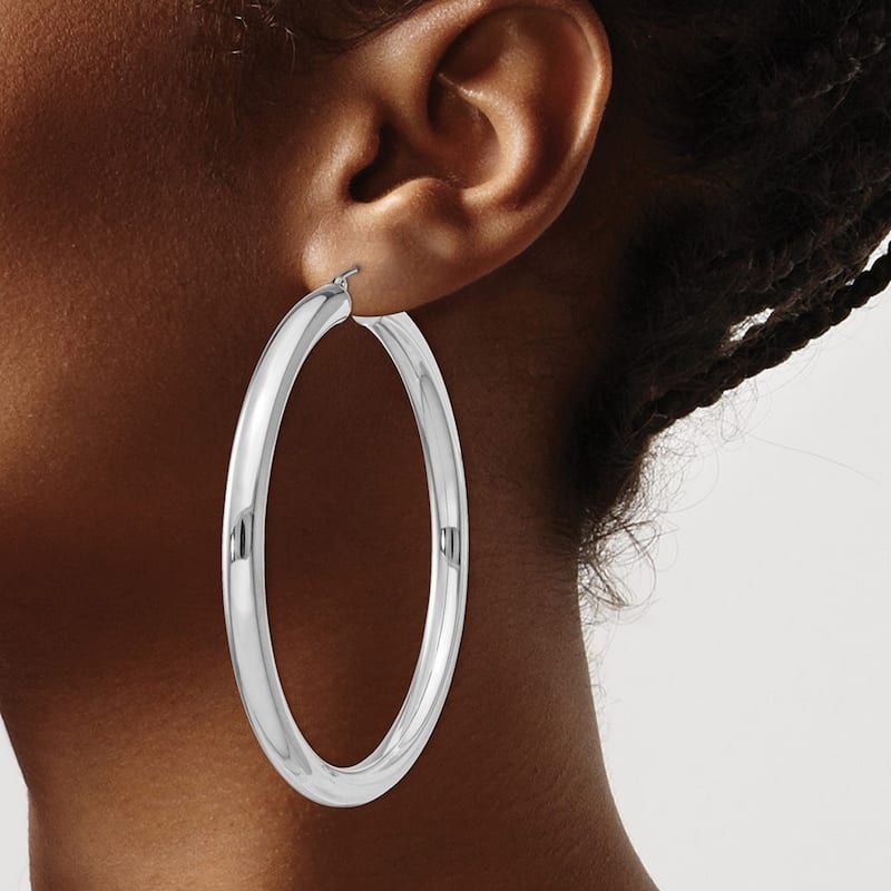 Curata 925 Sterling Silver 5x67mm Round Large Classic Hoop Earrings