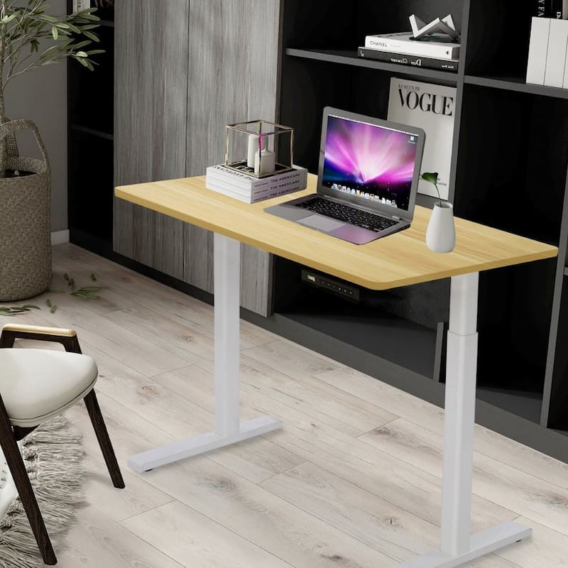 Rise Up Essential electric standing desk small 23.6x47.2 maple desktop