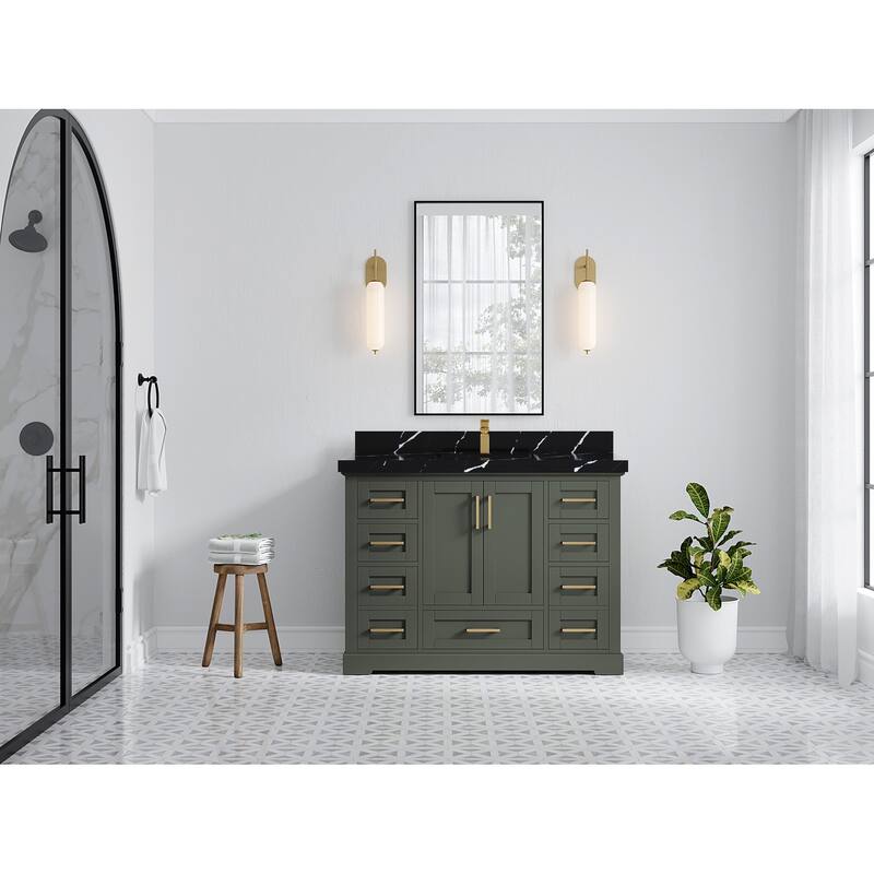 Willow Collection 48 in W x 22 in D x 36 in H Boston Single Bowl Sink Bathroom Vanity with Countertop
