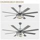 preview thumbnail 11 of 34, Bella Depot 72" Gold Large Ceiling Fan with Light and Remote 6-Speed Gold Modern Fandelier DC Motor