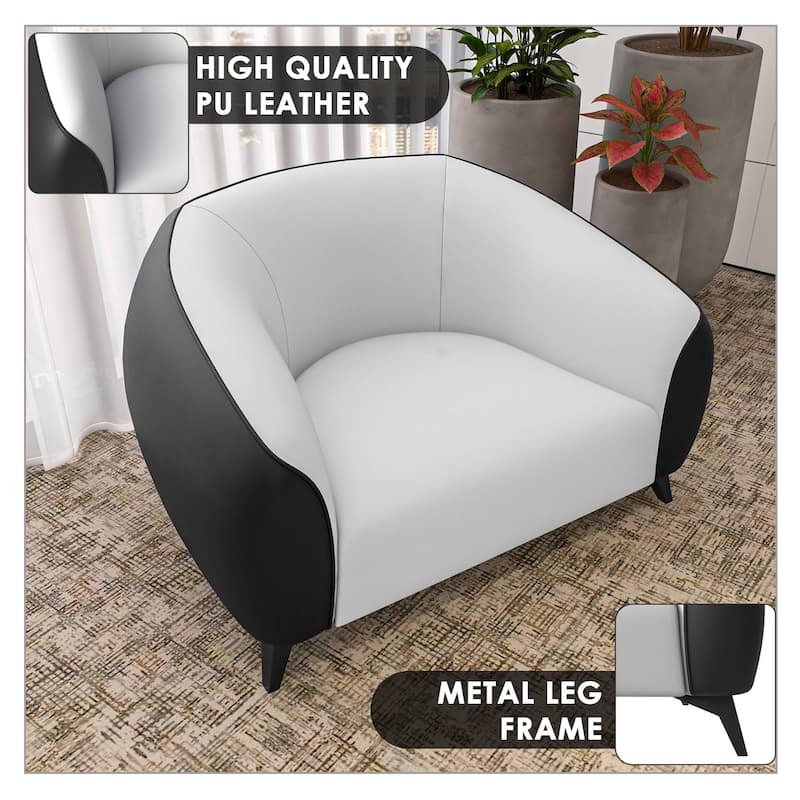 Single-Seater Sofa Armchair Upholstered in Vegan Leather with Metal Legs Opula Series by LeisureMod