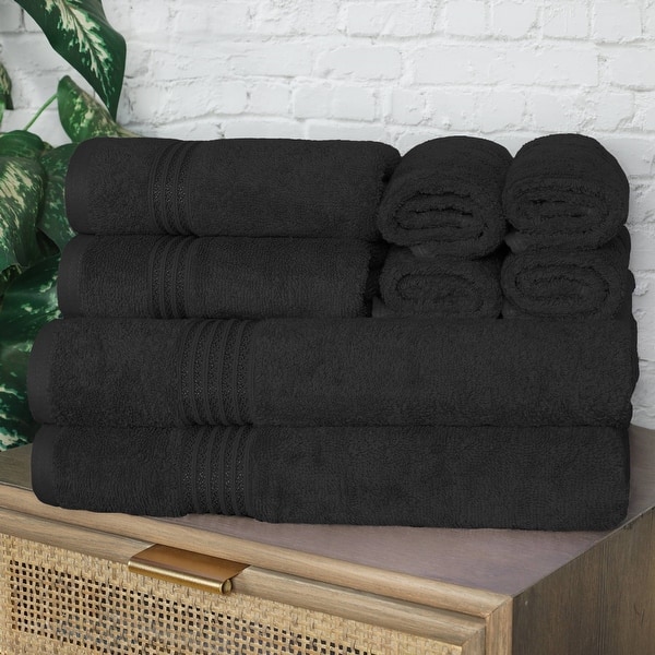 Superior Heritage Egyptian Cotton Absorbent 8-Piece Towel Set - Black