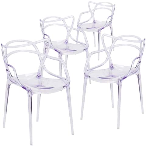 4 Pack Transparent Fluid Style Stacking Side Chair - Accent & Side Chair