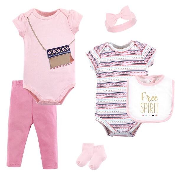 slide 1 of 1, Little Treasure Baby Girl Layette 6-Piece Set, Free Spirit 0-3 Months - Free Spirit