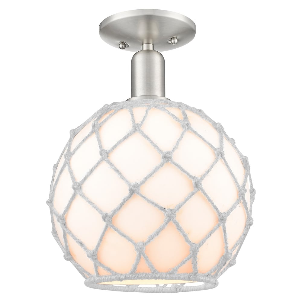 Innovations Lighting 716-1C-14-10 Farmhouse Rope Semi-Flush Farmhouse