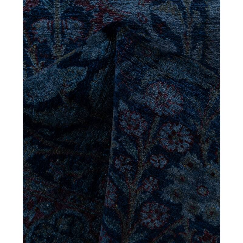 Overdyed One-of-a-Kind Hand-Knotted Runner Rug - Navy - 2' 8" x 15' 8"